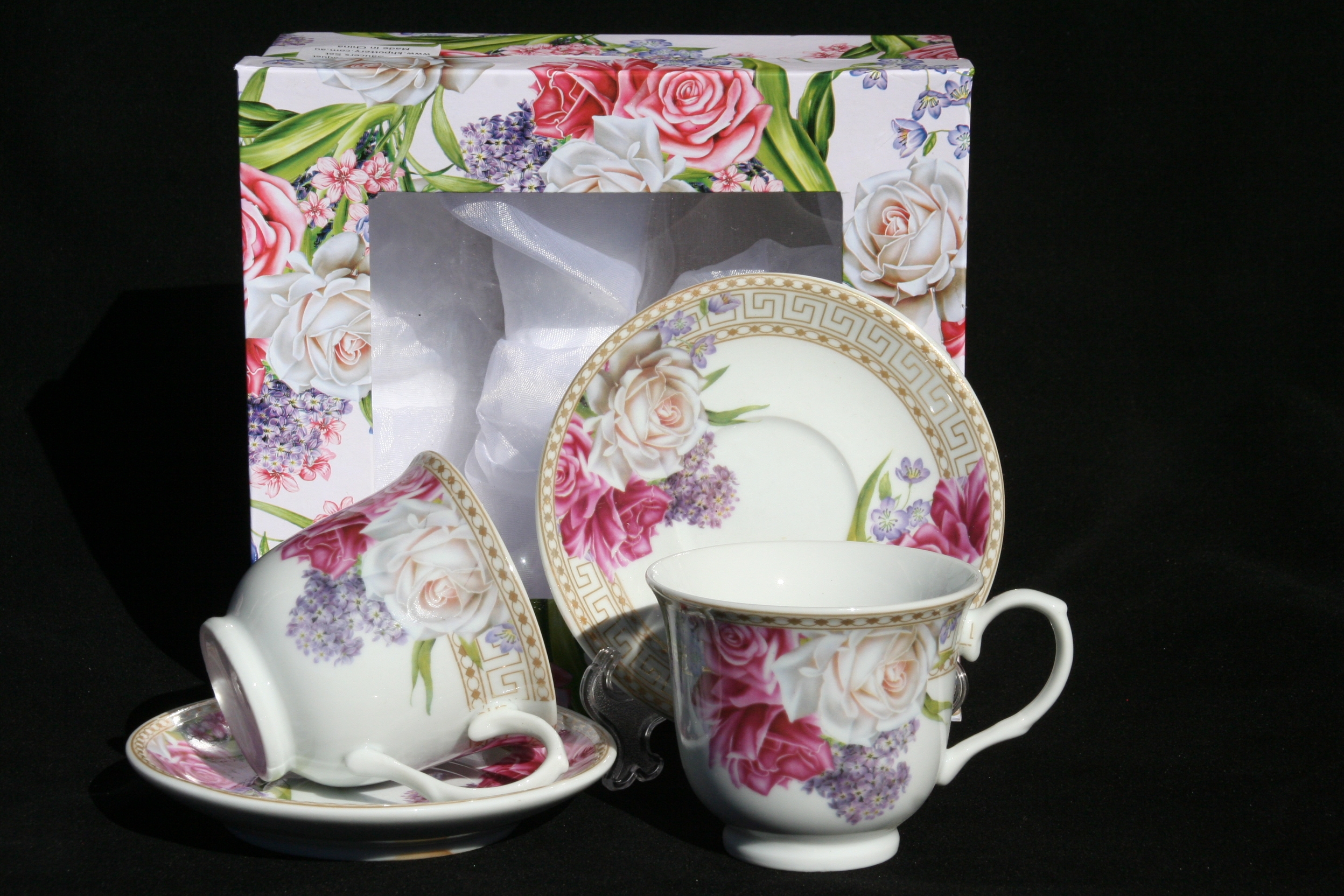 Romantic Rose Cavalier 2 Cup & Saucer Set